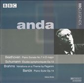 Beethoven: Piano Sonata No. 7; Schumann: Études symphoniques; Brahms: Variations on a Theme by Paganini; Bartók: Pian