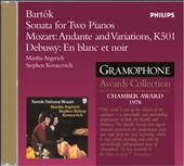 Bartok: Sonata for 2 Pianos and Percussion; Mozart: Andante; Debussy: En Blanc et Noir