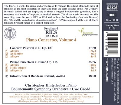 Ferdinand Ries: Piano Concertos, Vol. 4