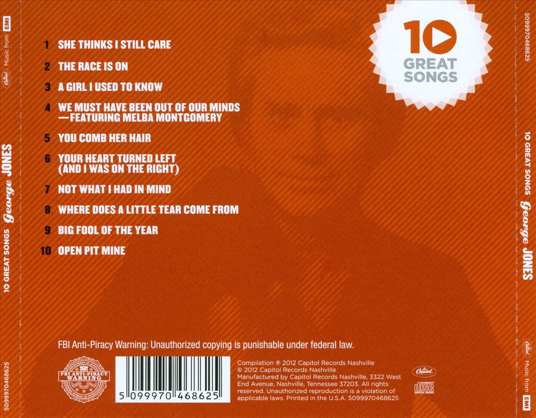 GEORGE JONES - 10 GREAT SONGS NEW CD - Picture 1 of 1