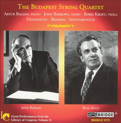 The Budapest String Quartet Plays Hindemith, Brahms, Shostakovich