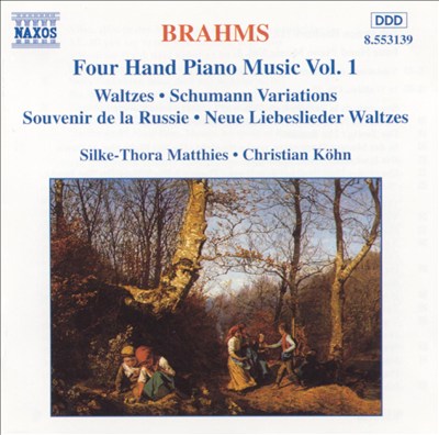 Neue Liebeslieder waltzes (15) for piano, 4 hands, Op. 65a