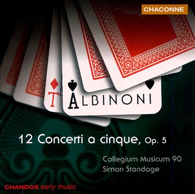 Concerti à cinque (12), for 3 violins, 2 violas, cello & continuo, Op. 5 (T. 5)