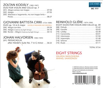 Pieces (8) for violin & cello, Op. 39